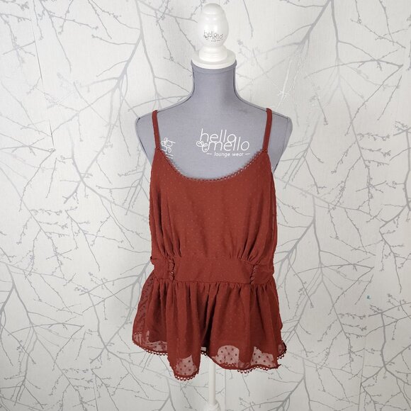 Torrid Burnt Orange Textured Polkadot Georgette Cinched Waist Cami - Picture 1 of 7